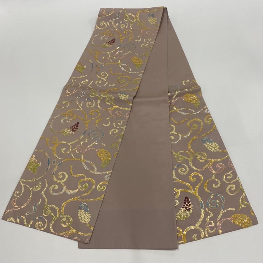 袋帯 美品 逸品 葡萄唐草 唐織 金銀糸 ピンクベージュ 六通 正絹 袋帯 美品 逸品 葡萄唐草 唐織 金銀糸 ピンクベージュ 六通 正絹