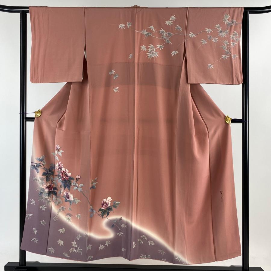 ブランド登録なし 付下げ 身丈151cm 裄丈63cm S 袷 一色生子 落款あり  