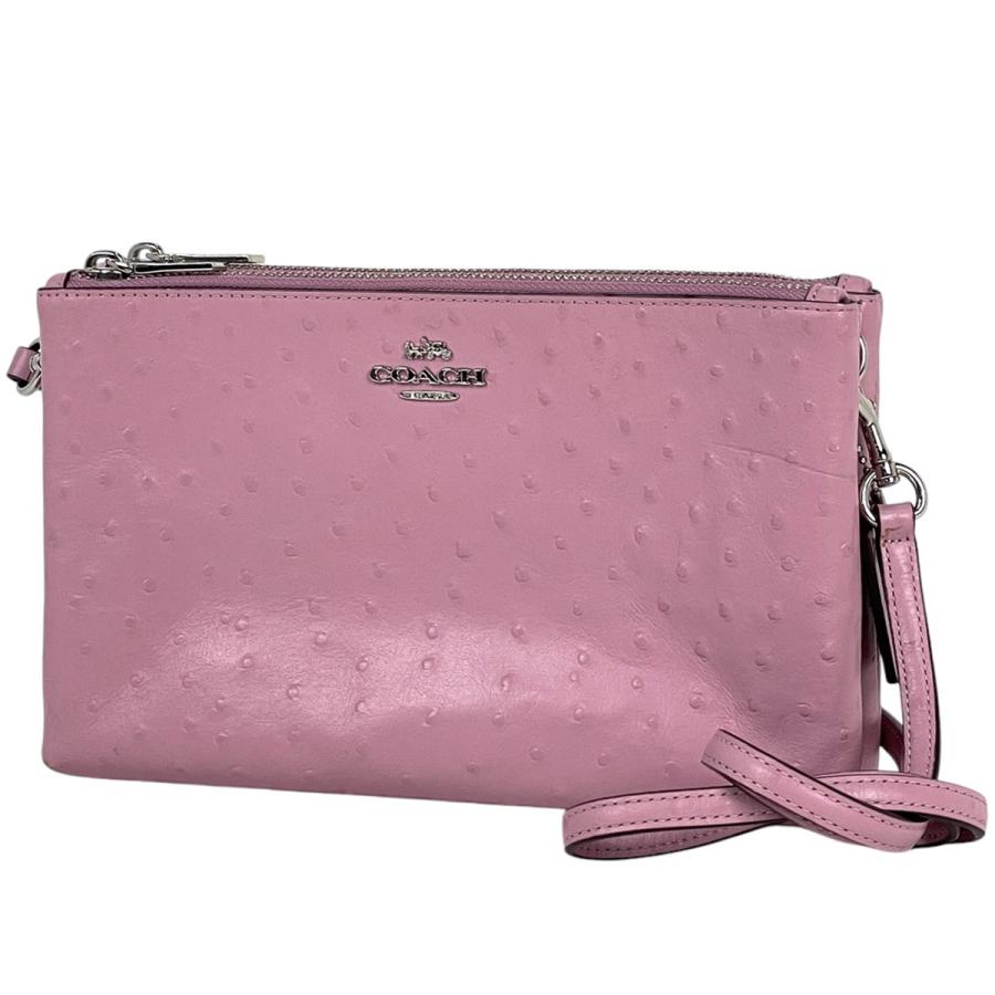 COACH コーチ ロゴ ショルダーバッグ 斜め掛け オーストリッチ レザー  