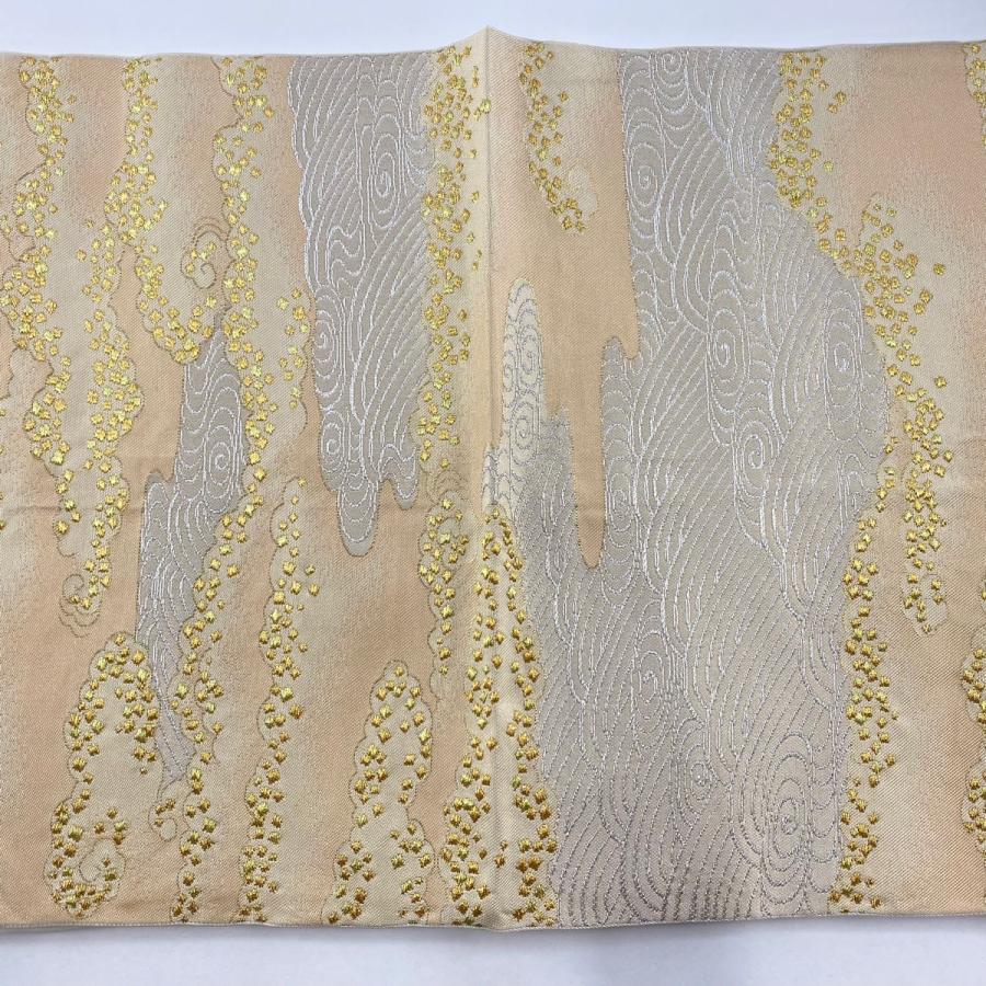 袋帯 美品 秀品 川島織物 落款あり 箔散らし 波 金銀糸 箔 薄 袋帯 美品 秀品 川島織物 落款あり 箔散らし 波 金銀糸 箔 薄
