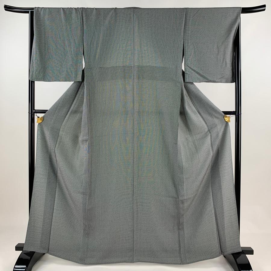 江戸小紋 身丈165cm 裄丈66cm M 単衣 角通し 黒灰 正絹 美品 名品 中古  