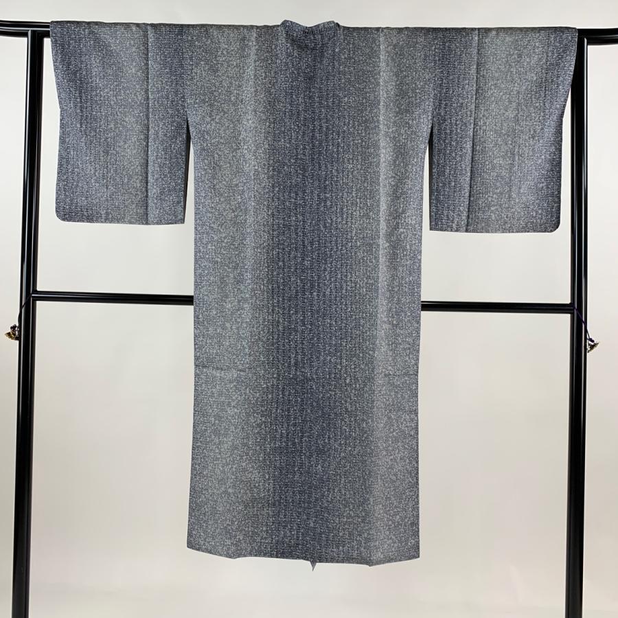 道行 身丈127cm 裄丈63.5cm S 和装コート 角衿 縞 幾何学 青灰色 正絹  