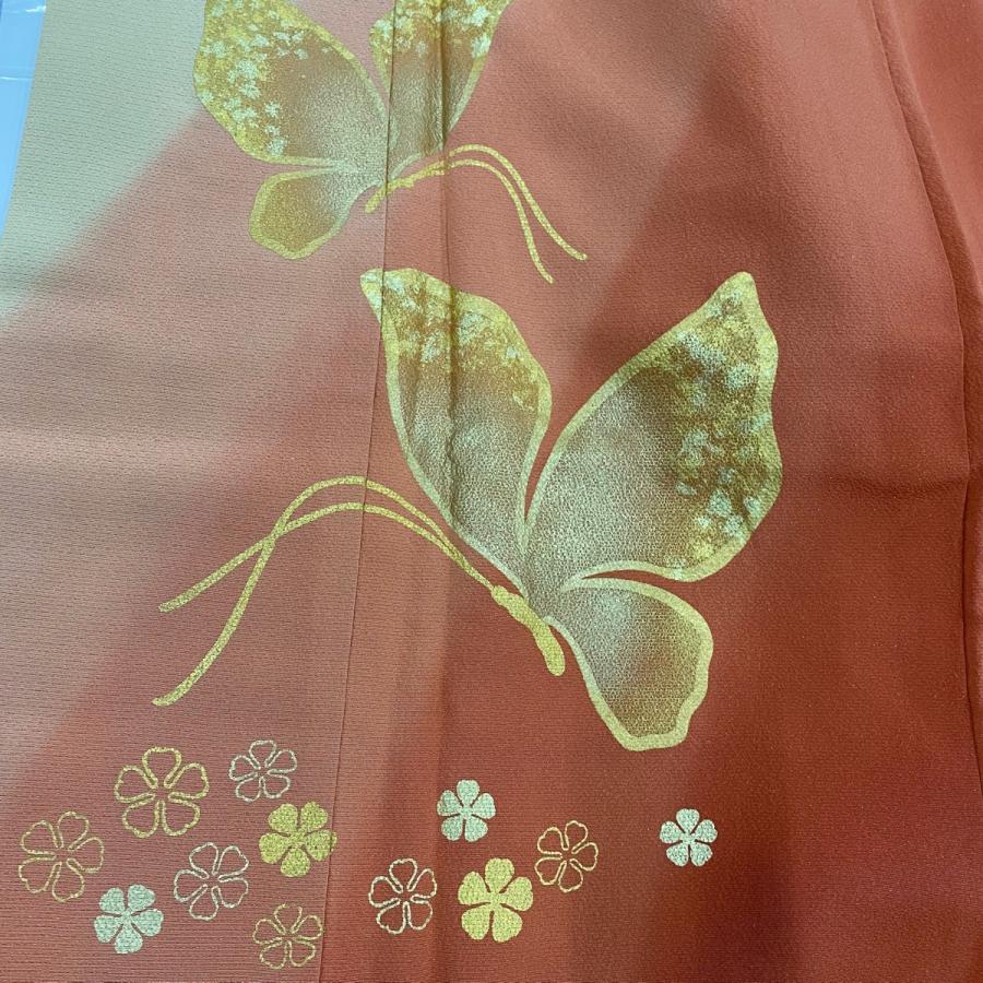 振袖 身丈160cm 裄丈66cm M 袷 北出与三郎 落款あり 蝶 花柄 金通し  