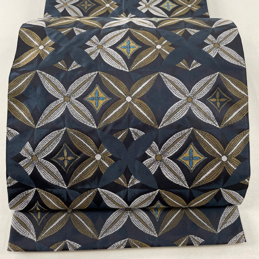 袋帯 名品 七宝 菱 黒 六通 正絹 中古 : 1000081897239 : リユース  
