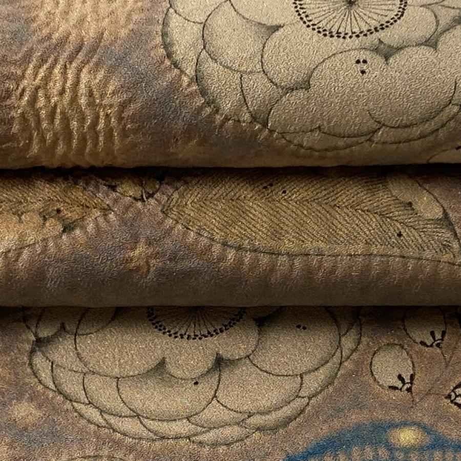 袋帯 逸品 初代 久保田一竹 落款あり 辻が花 金通し 灰茶 お太鼓 袋帯 逸品 初代 久保田一竹 落款あり 辻が花 金通し 灰茶 お太鼓