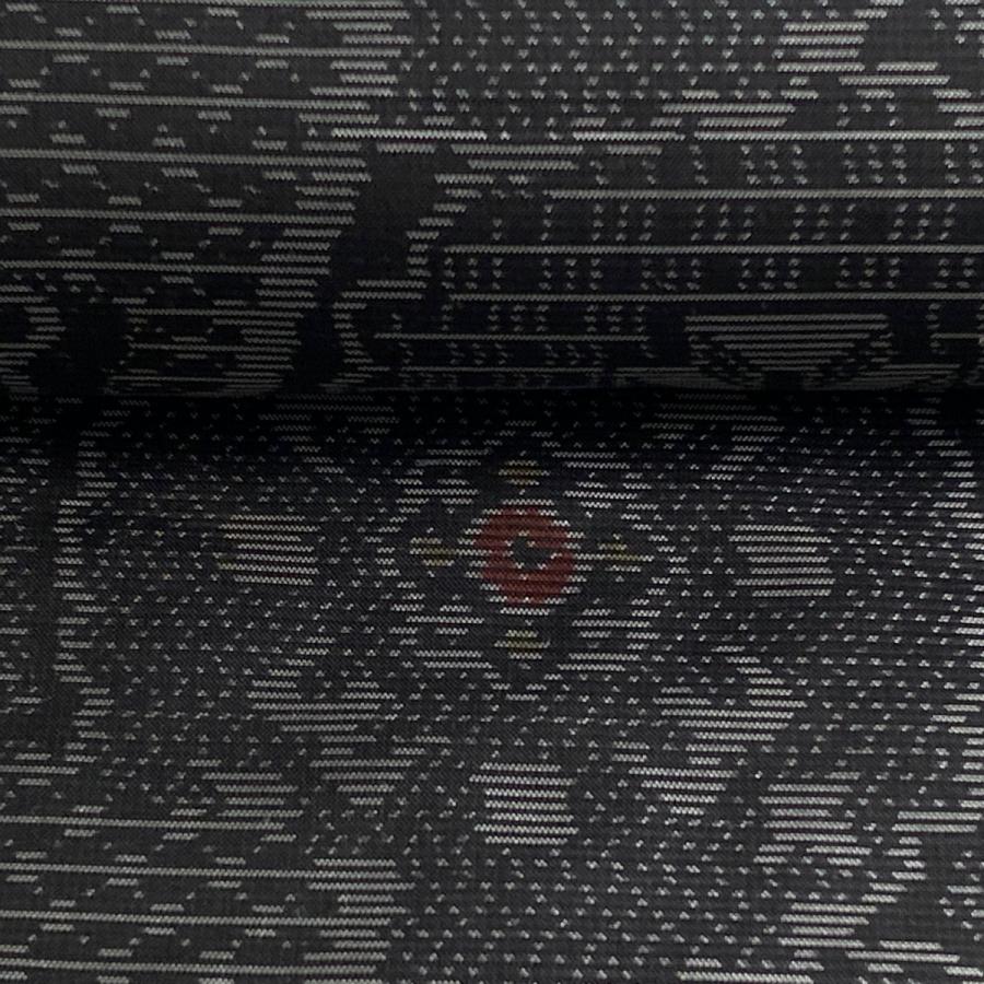 反物 秀品 大島紬 証紙 華文 花唐草 黒灰 正絹 中古 : リユース