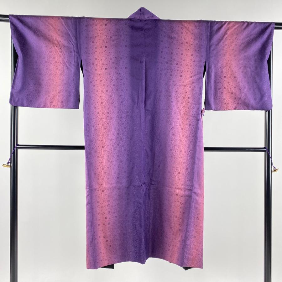 道中着 身丈126cm 裄丈67cm M 和装コート 着物衿 リバーシブル 草花  