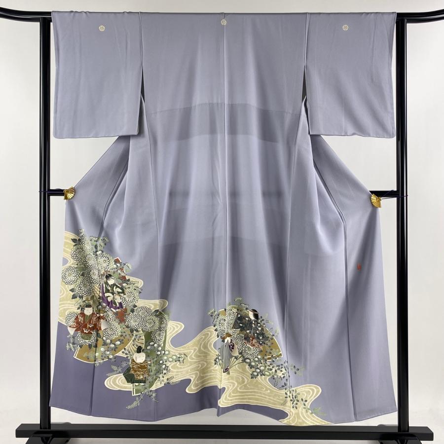 色留袖 身丈152cm 裄丈62cm S 袷 柿本市郎 落款あり 童 菊 染め分け  