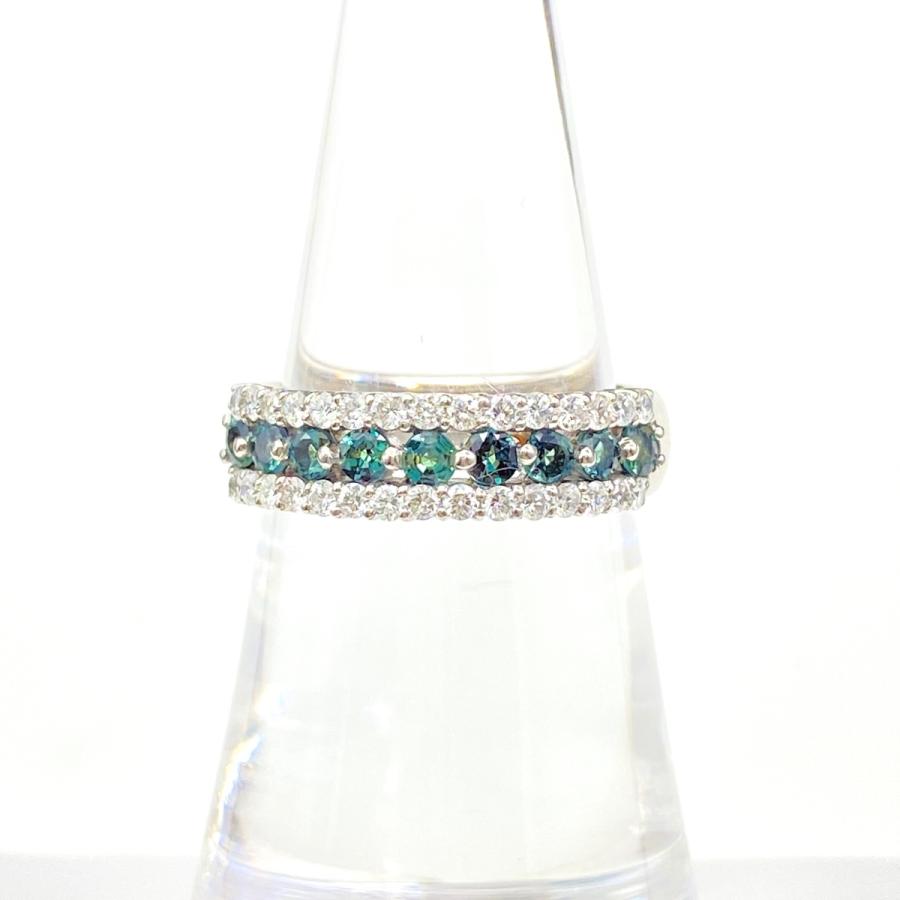 アレキサンドライト デザインリング プラチナ 指輪 メレダイヤ リング  