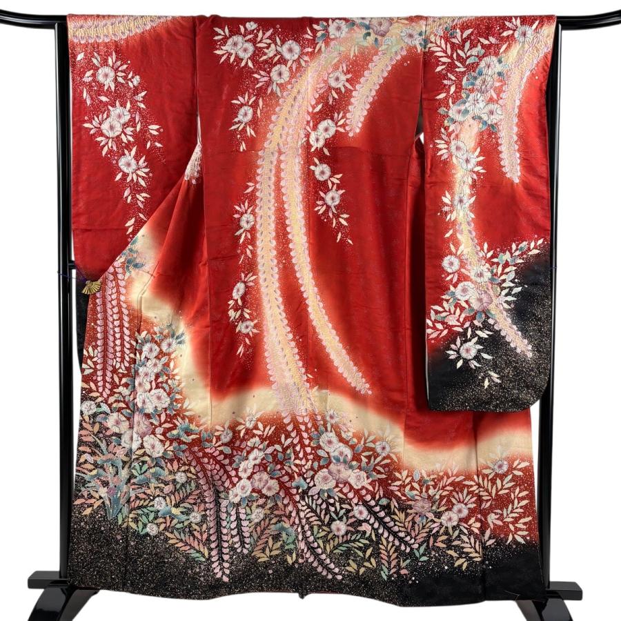 振袖 身丈159cm 裄丈65.5cm 正絹 逸品 【中古】 美品 振袖 身丈159cm 裄丈65.5cm M 袷 正峰 落款あり 辻が花 銀通し