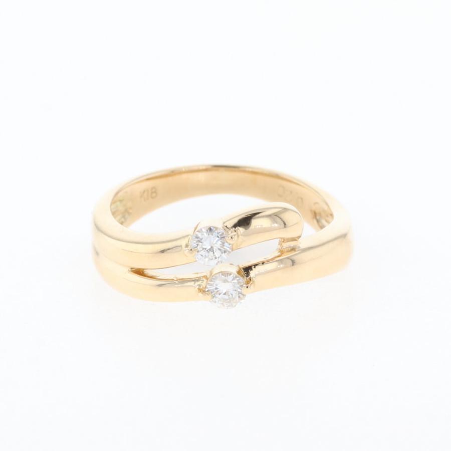 メレダイヤ デザインリング YG イエローゴールド 指輪 リング 8号 K18  