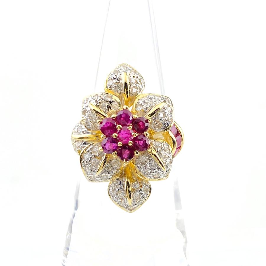 k14YG フラワーモチーフメレダイヤリング　10号 k14YG フラワーモチーフメレダイヤリング 10号 k14YG フラワーモチーフ