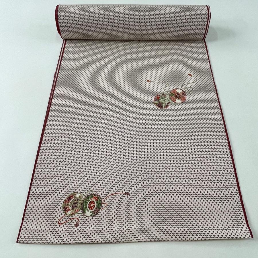 反物 秀品 小紋 鼓 草花 薄小豆 正絹 中古 : リユースセレクトショップ  