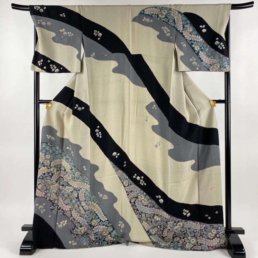訪問着 身丈171.5cm 裄丈68.5cm L 袷 樋熊哲也 落款あり 辻が花 金通し  