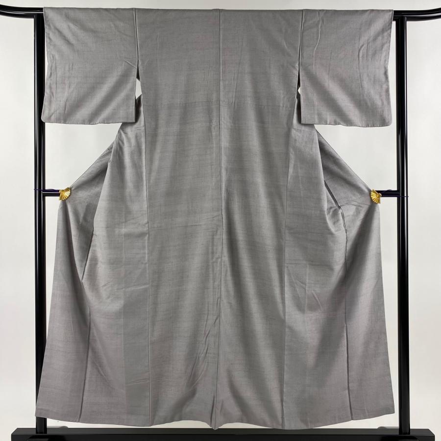 結城紬 身丈152.5cm 裄丈62.5cm S 袷 はたおり娘 証紙あり 灰紫 正絹  
