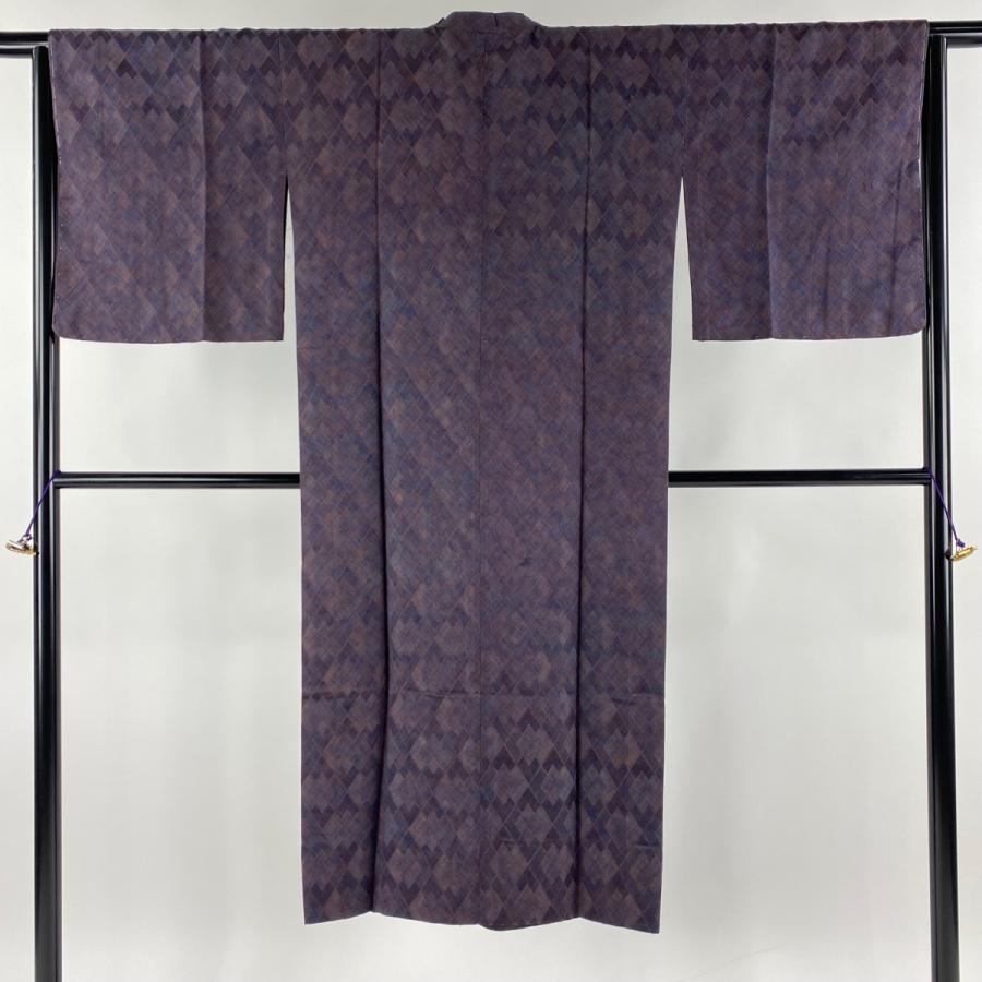 道行 身丈130.5cm 裄丈63.5cm S 菱 茶紫 正絹 美品 逸品 中古 在庫一掃  