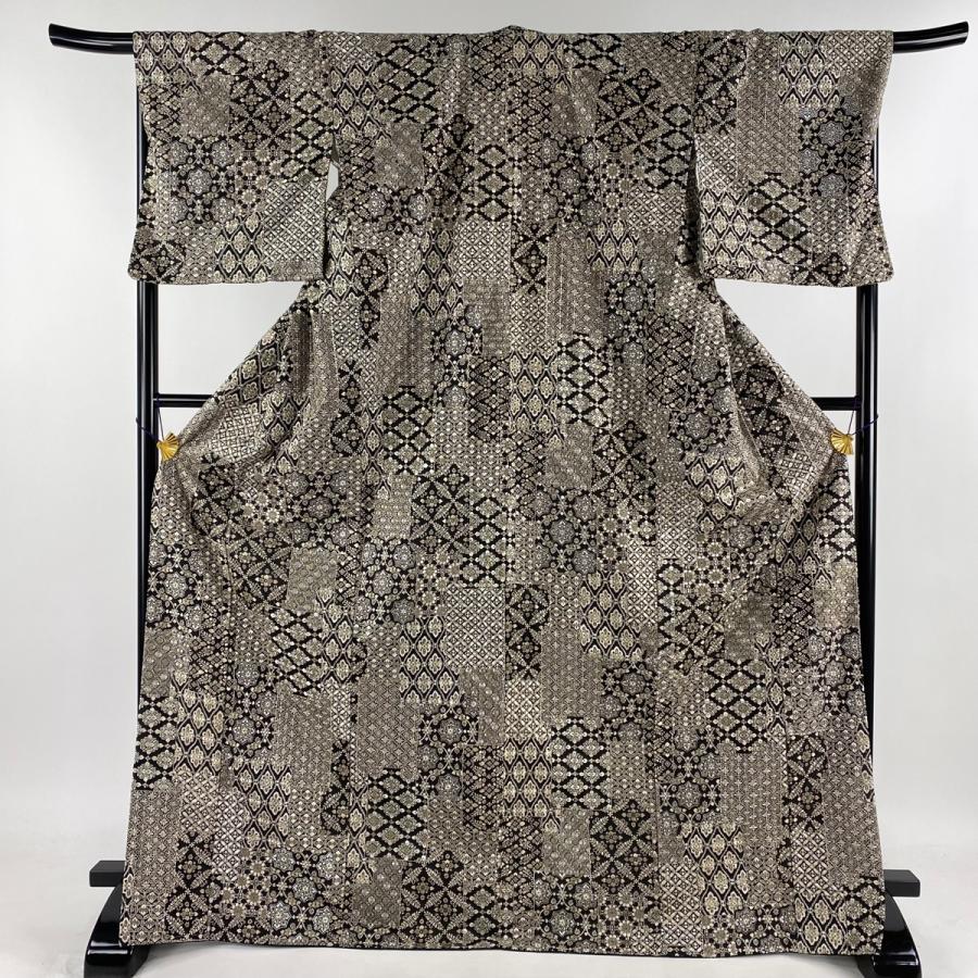 ブランド登録なし 小紋 身丈172.5cm 裄丈69cm L 袷 紬地 草花 華文 総  