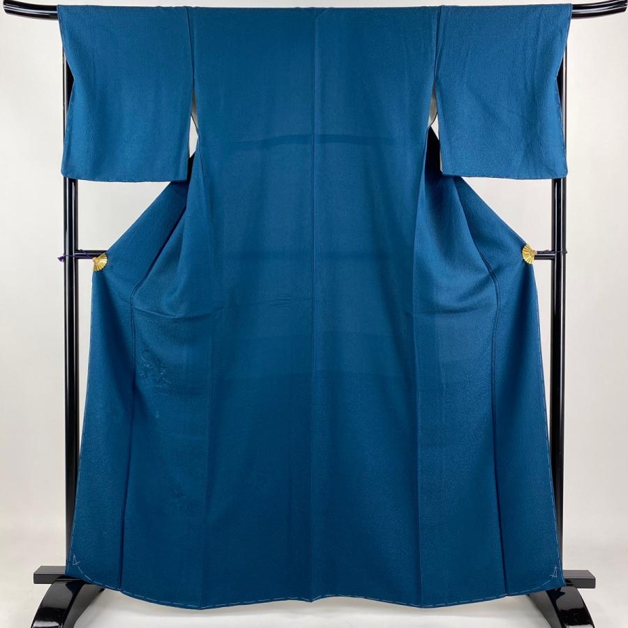 付下げ 身丈163.5cm 裄丈68cm 正絹 秀品 【中古】 付下げ 身丈163.5cm 裄丈68cm L 袷 菊 桔梗 刺繍 青緑 正絹 秀品 中古