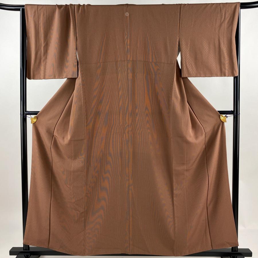 江戸小紋 身丈156cm 裄丈68.5cm L 袷 万筋 茶色 正絹 秀品 一つ紋 中古 