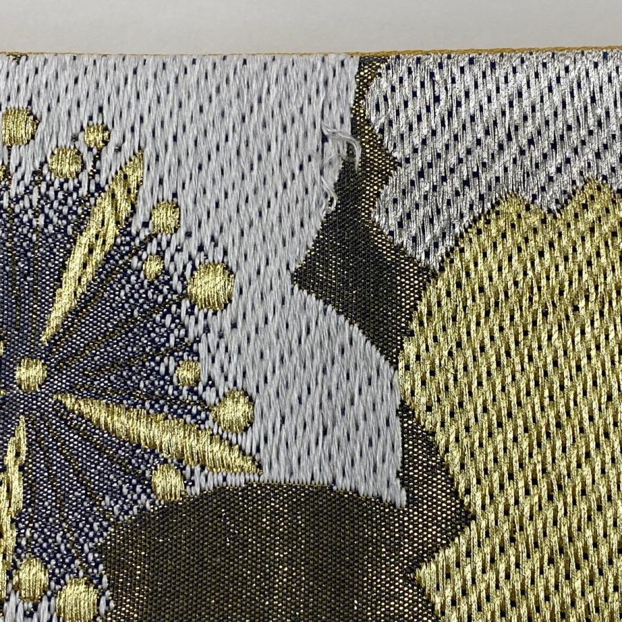 袋帯 美品 秀品 振袖向き 彩舞袖 桜 花びら 金銀糸 箔 青灰色 六 袋帯 美品 秀品 振袖向き 彩舞袖 桜 花びら 金銀糸 箔 青灰色 六