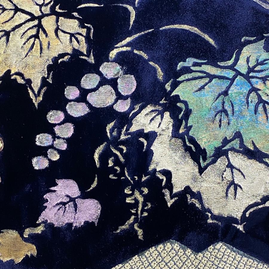 袋帯 美品 名品 葡萄 金銀彩 黒 お太鼓柄 正絹 中古 : 1000082569708 