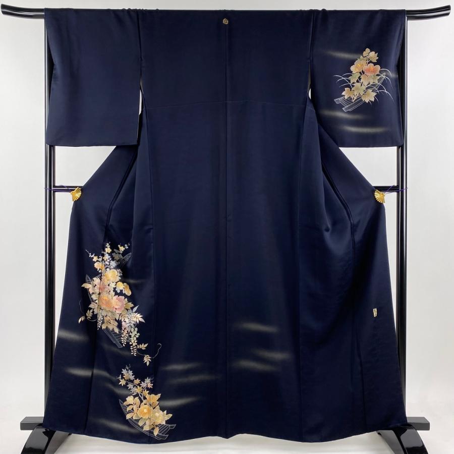 付下げ 身丈162cm 裄丈66cm M 袷 和田光正 落款あり 草花 舟 金彩  