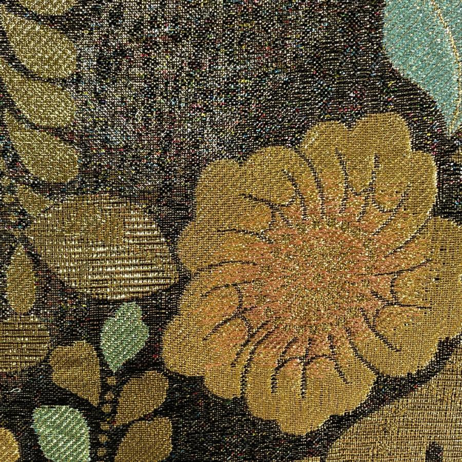 袋帯 美品 秀品 辻ヶ花柄 箔 黒 六通 正絹 中古 : リユース 袋帯 美品 秀品 辻ヶ花柄 箔 黒 六通 正絹 中古 : リユース