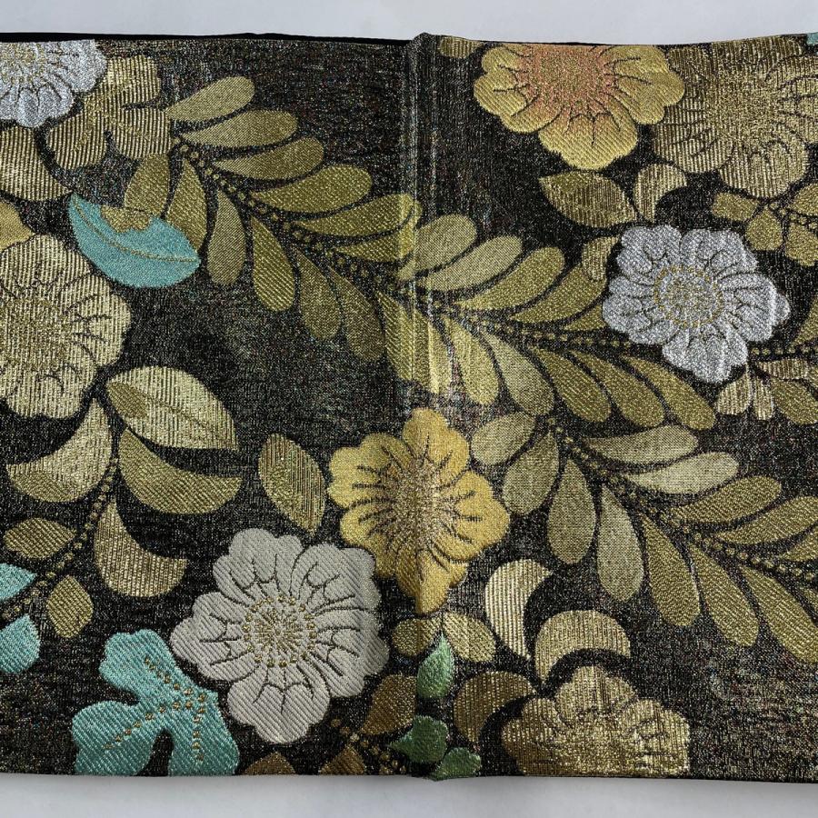 袋帯 美品 秀品 辻ヶ花柄 箔 黒 六通 正絹 中古 : リユース 袋帯 美品 秀品 辻ヶ花柄 箔 黒 六通 正絹 中古 : リユース