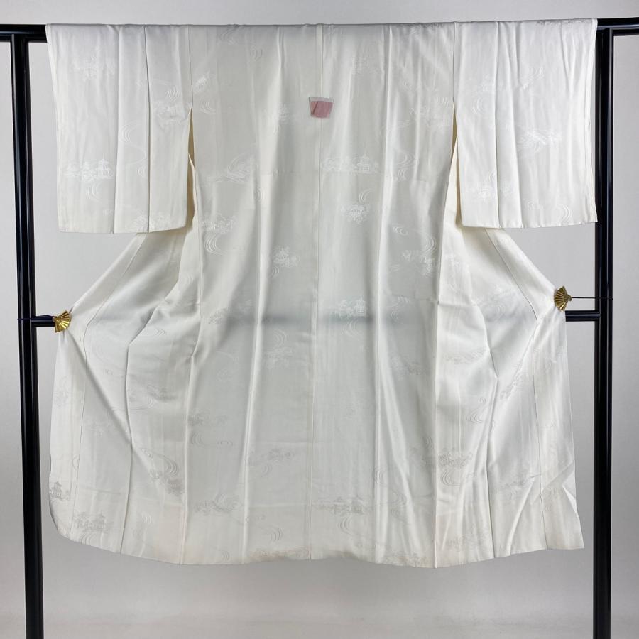 長襦袢 身丈125.5cm 裄丈62cm S 地紋 クリーム 正絹 名品 中古  