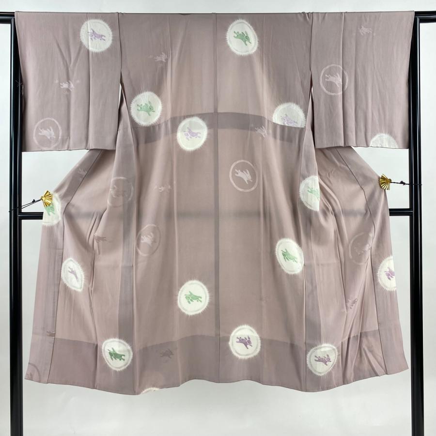 長襦袢 身丈123cm 裄丈64cm M うさぎ 絞り 薄紫 正絹 秀品 中古 長襦袢 身丈123cm 裄丈64cm M うさぎ 絞り 薄紫 正絹 秀品 中古