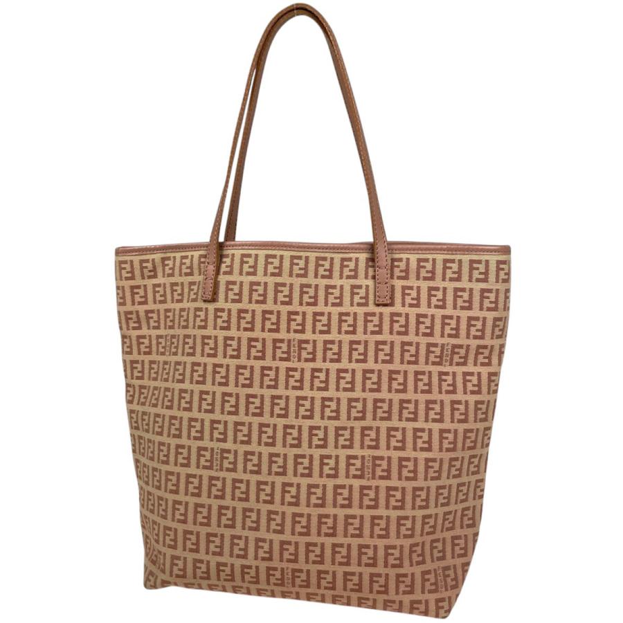 FENDI】トートバッグズッキーノ柄キャンバスレッドピンクA4.