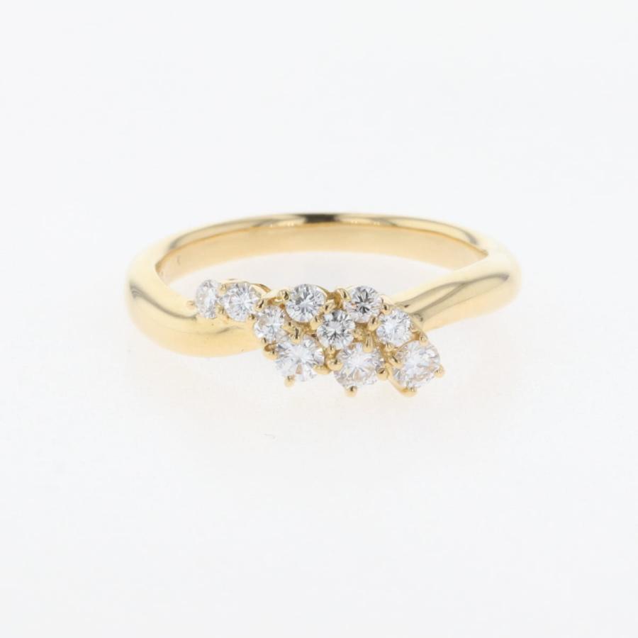 メレダイヤ デザインリング YG イエローゴールド 指輪 リング 10号 K18  