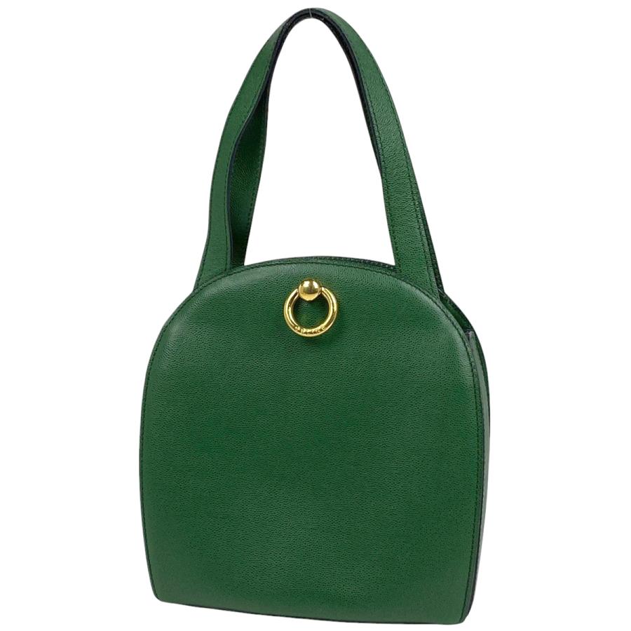 セリーヌ CELINE ロゴ ハンドバッグ レザー グリーン レディース 中古 