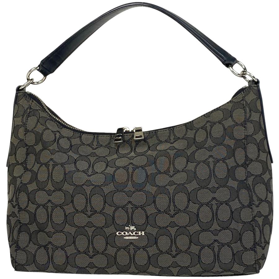 【中古】コーチ COACH ハンドバッグ ワンショルダー キャンバス レザー シグネチャー 総柄 黒 ブラック 6094 COACH（コーチ） シグネチャー ショルダーバッグ ワンショルダー