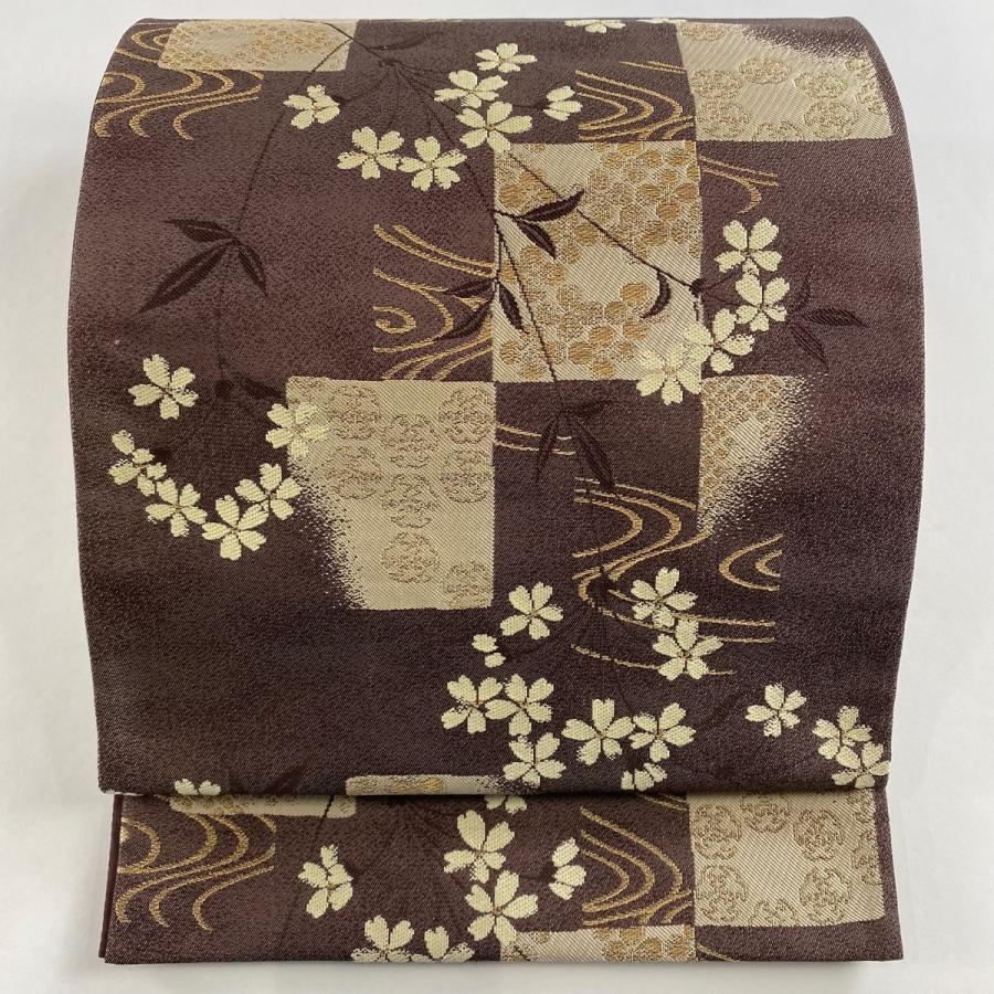 袋帯 美品 秀品 坂東三津五郎 落款あり やまと 桜 流水 金糸 袋帯 美品 秀品 坂東三津五郎 落款あり やまと 桜 流水 金糸