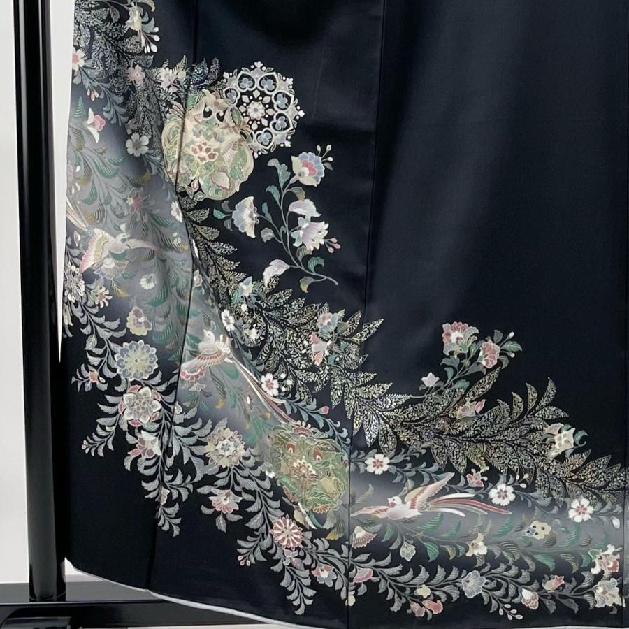 訪問着 身丈160cm 裄丈62cm S 袷 華文 花鳥 金彩 ぼかし 墨色 訪問着 身丈160cm 裄丈62cm S 袷 華文 花鳥 金彩 ぼかし 墨色