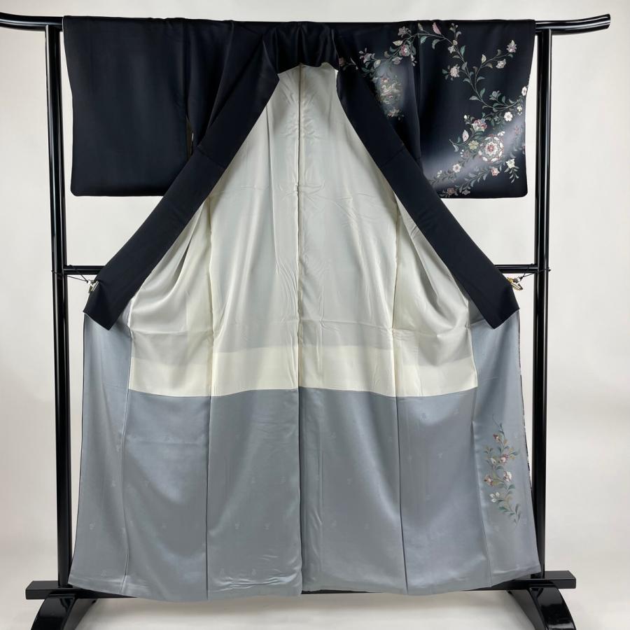 訪問着 身丈160cm 裄丈62cm S 袷 華文 花鳥 金彩 ぼかし 墨色 訪問着 身丈160cm 裄丈62cm S 袷 華文 花鳥 金彩 ぼかし 墨色