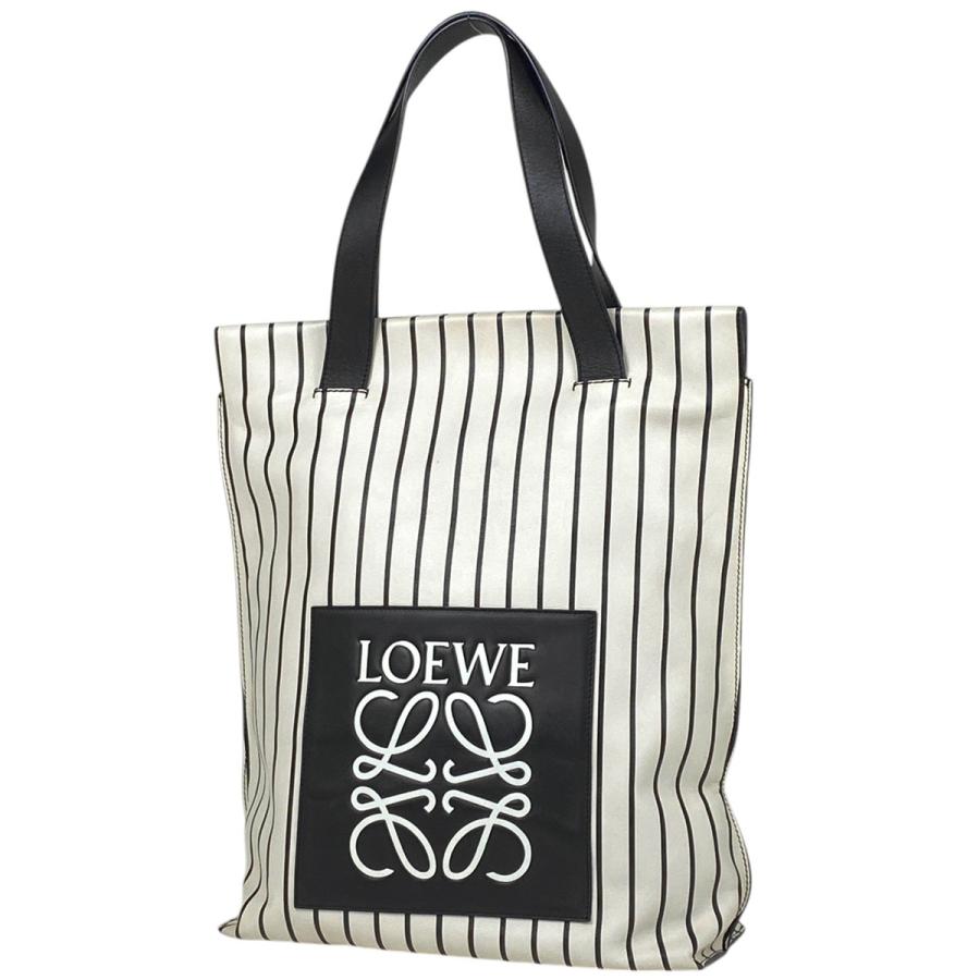 LOEWE ロエベ アナグラム トートバッグ ロゴ ストライプ レザー 