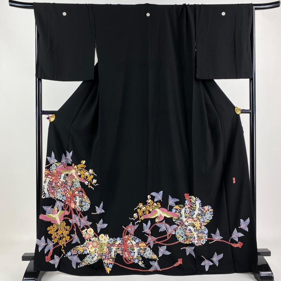 黒留袖 身丈168.5cm 裄丈69.5cm L 袷 宮野勇造 加賀友禅 落款あり 証紙  