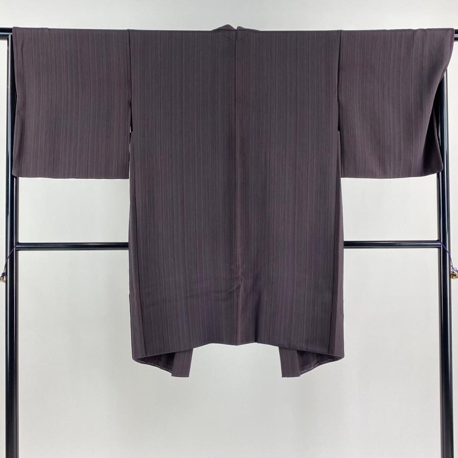 お召 身丈158cm 裄丈64.5cm M 袷 ますいわ屋 縦縞 薄紫 正絹 逸品  