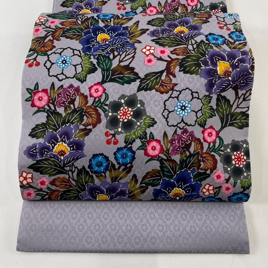 名古屋帯 逸品 落款あり 証紙あり 琉球紅型 やふそびんがた工房 花 青  