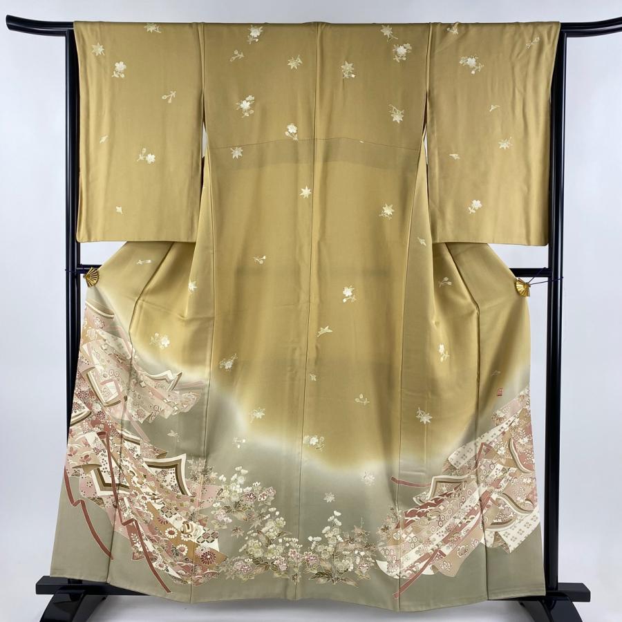 訪問着 身丈160cm 裄丈65cm M 袷 落款あり 着物 宝尽くし 金彩  