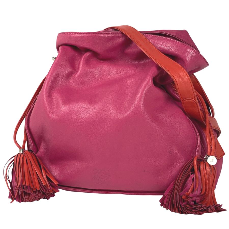 LOEWE ロエベ アナグラム ショルダーバッグ フラメンコ 巾着 レザー 