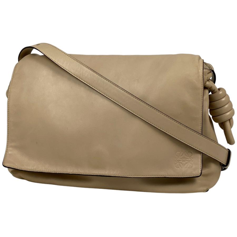 LOEWE ベージュレザーショルダーバッグ