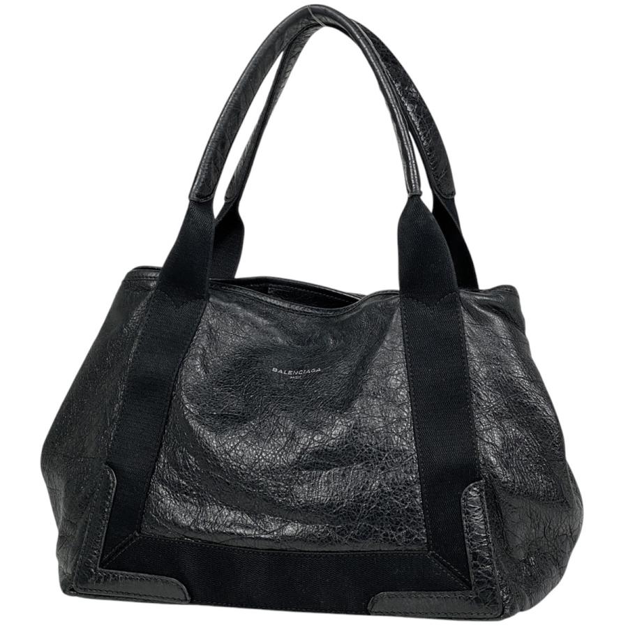 【美品】BALENCIAGA　ネイビーカバスS　ハンドバッグ　キャンバス　黒 BALENCIAGA バレンシアガ ネイビーカバスS ネイビー ﾌﾞﾗｯｸ