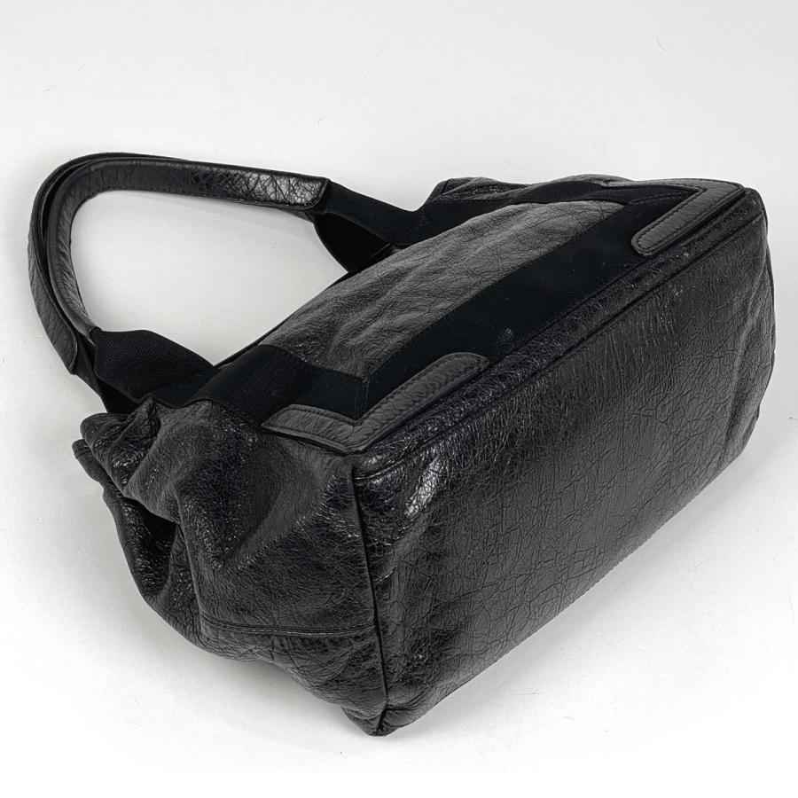 バレンシアガ ネイビーカバス S ハンドバッグ レザー 黒 シワ加工 バレンシアガ ネイビーカバス S ハンドバッグ レザー 黒 シワ加工