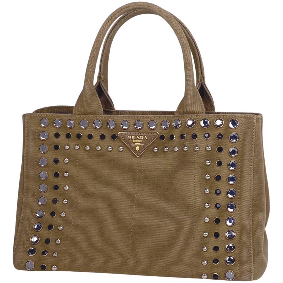 PRADA プラダ カナパ トート 2WAY ショルダーバッグ ビジュー スタッズ 