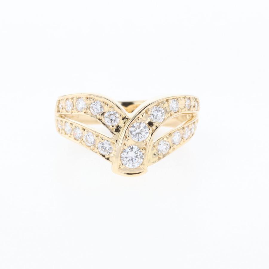 メレダイヤ デザインリング YG イエローゴールド 指輪 リング 9号 K18  