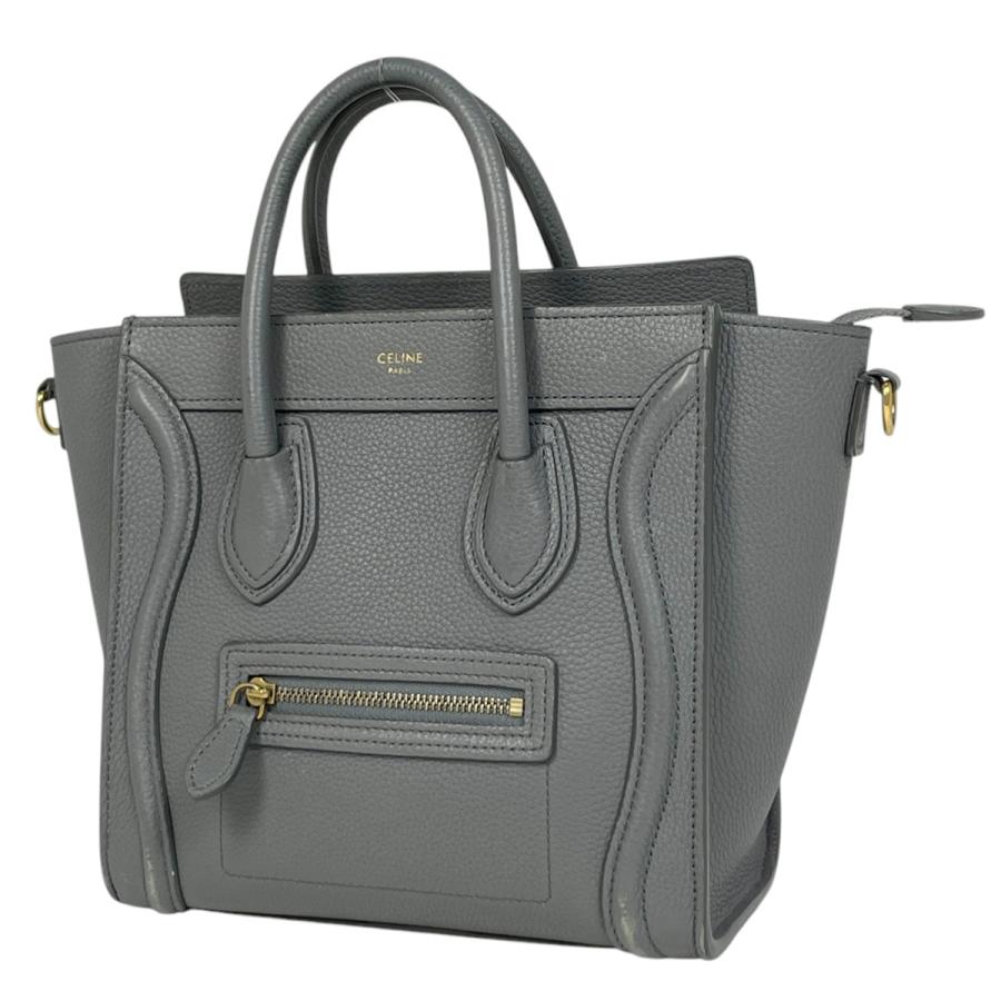【極美品】セリーヌ ラゲージ ナノショッパー グレー ハンドバッグ ２WAY CELINE（セリーヌ） ラゲージ ナノショッパー 2WAY ショルダーバッグ