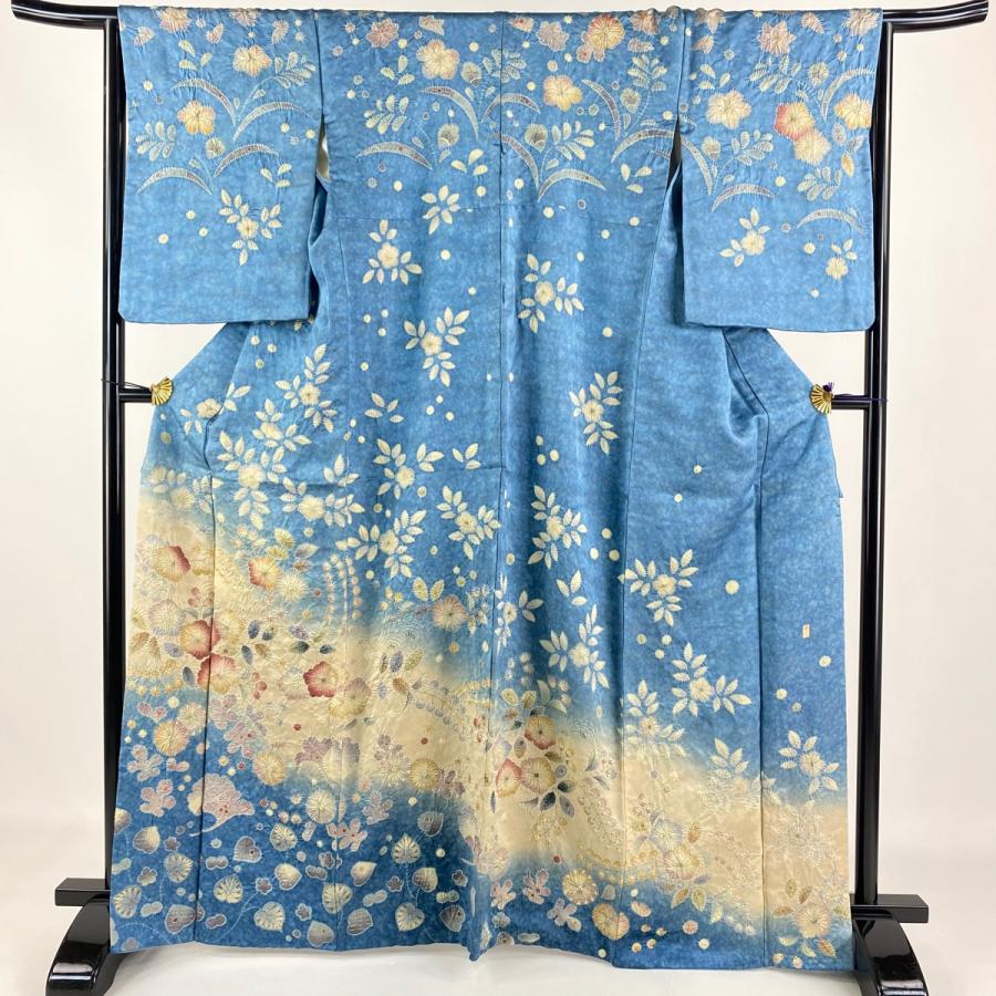 訪問着 身丈165.5cm 裄丈65cm M 袷 落款あり 辻が花 金通し ぼかし  